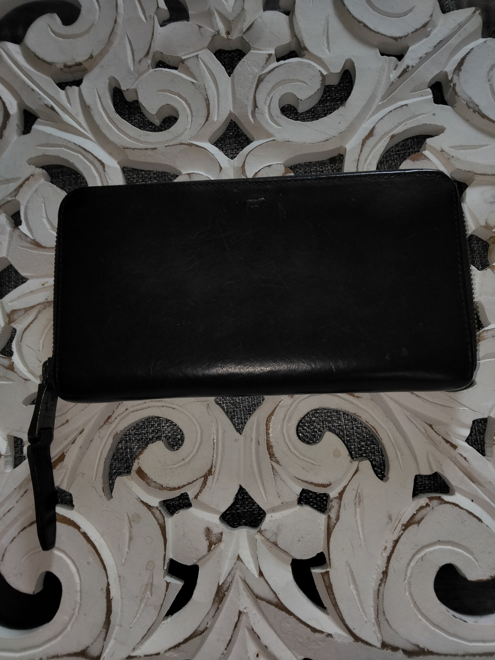 Will Navy BLUE Zip-Around Leather Wallet